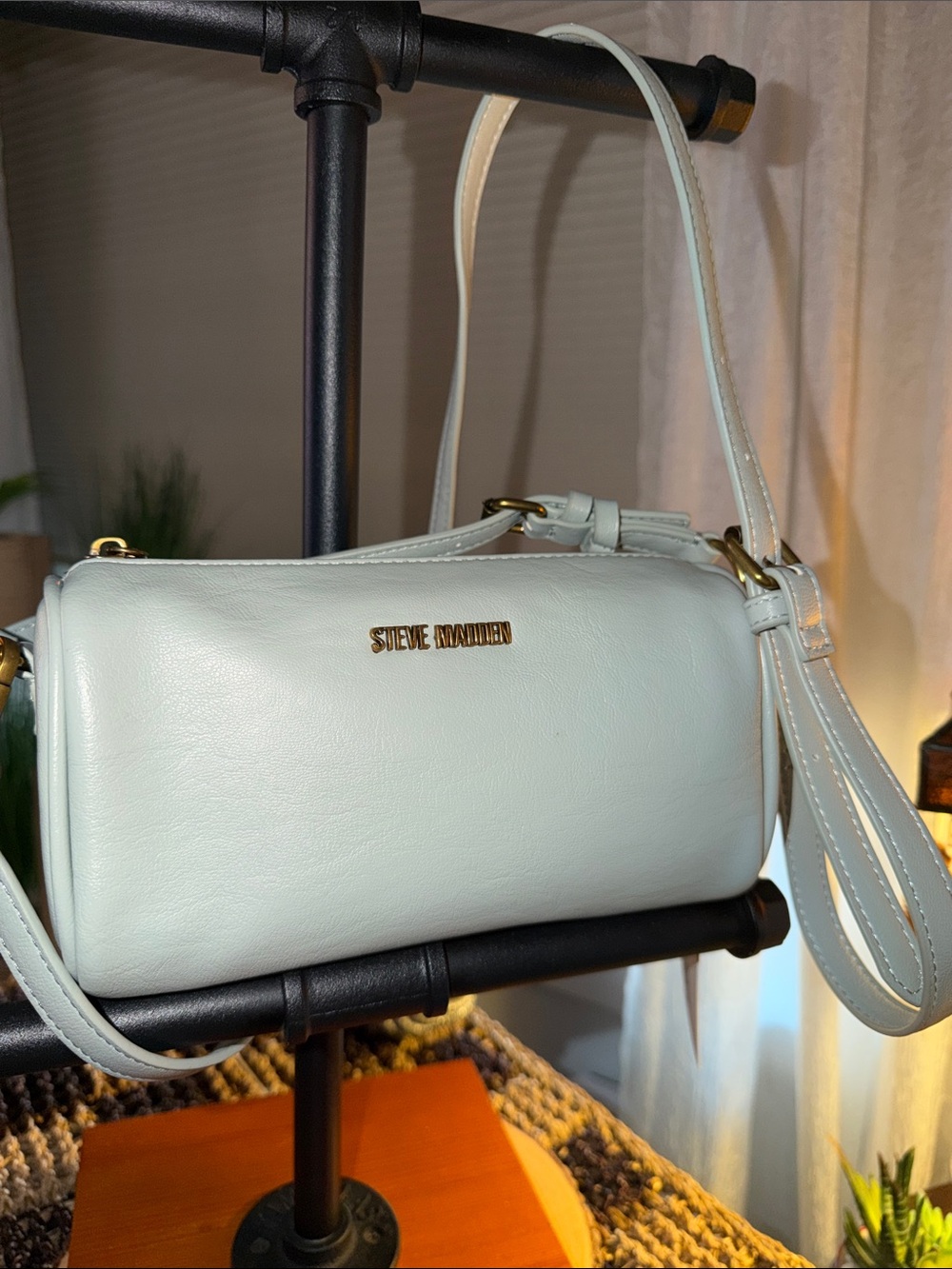 Steve Madden Light Blue Barrel Crossbody Bag